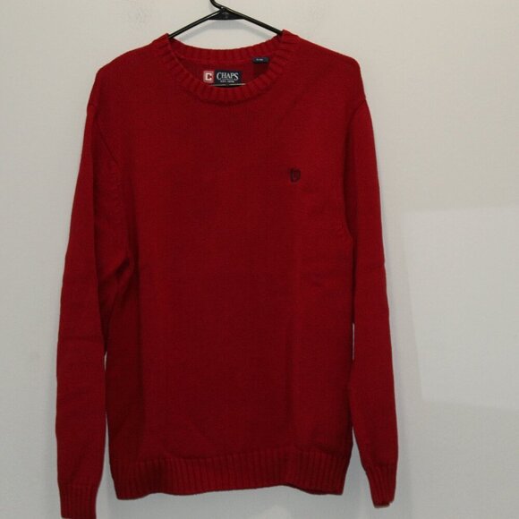 Men's Chaps Red Heavy Cotton Sweater Size Large - Picture 1 of 5